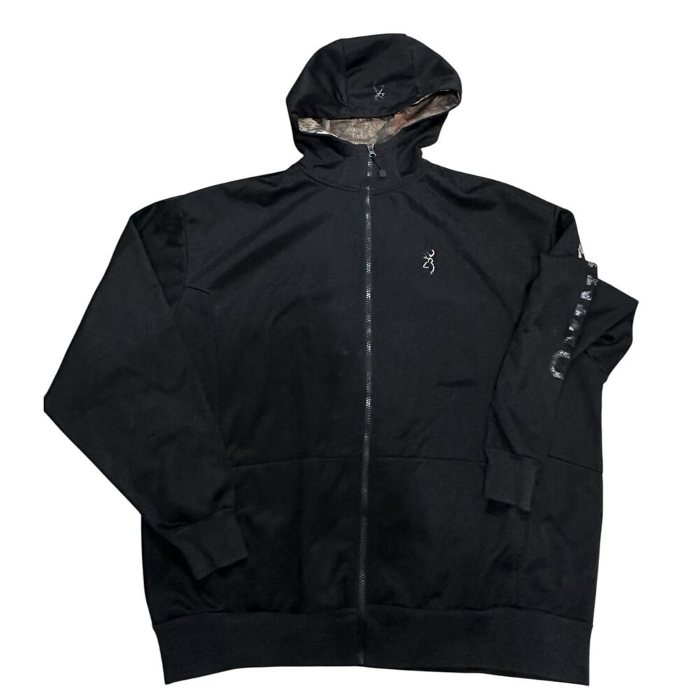 Browning Hoodie Jacket Full Zip Camouflage Size XXL Black